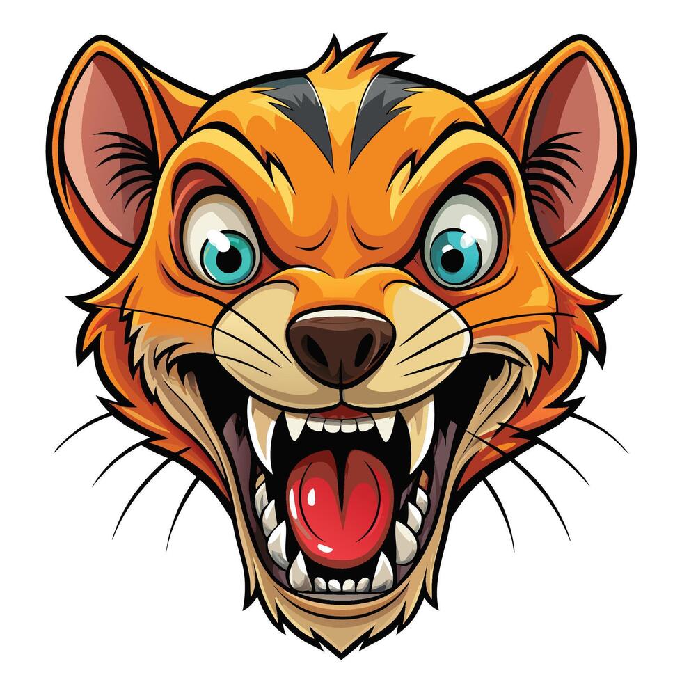 a cartoon lion head with open mouth and teeth vector