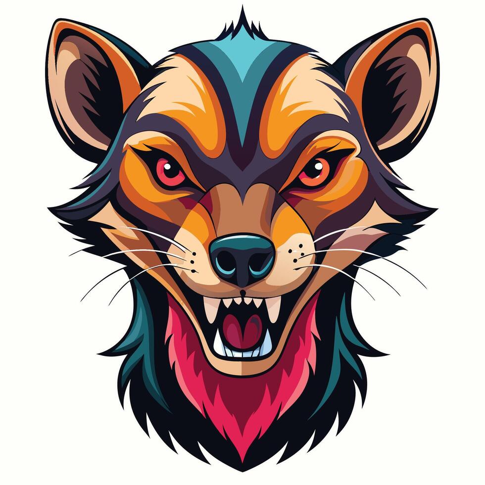 the head of a wolf with a colorful face vector