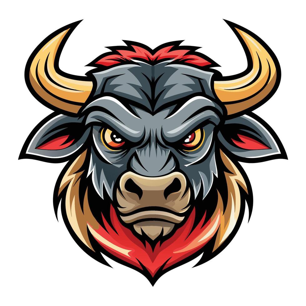 an angry bull head with horns on a white background vector