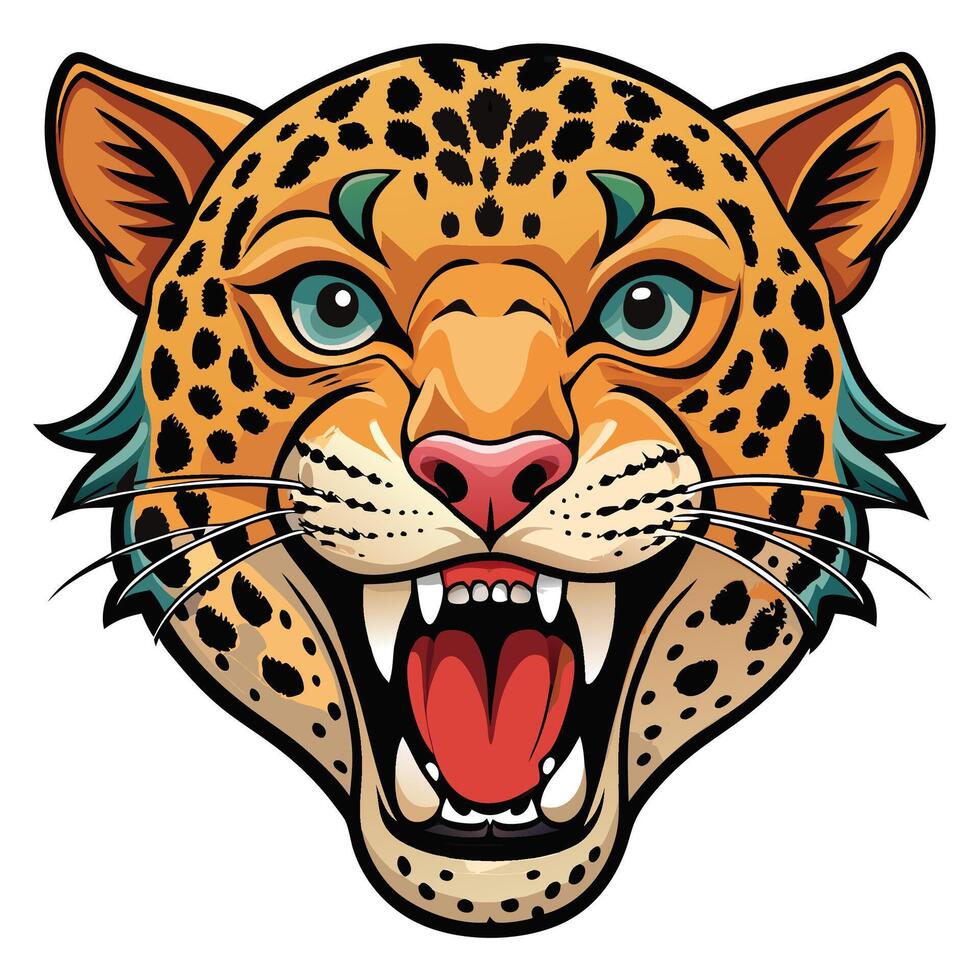 a jaguar head with its mouth open vector