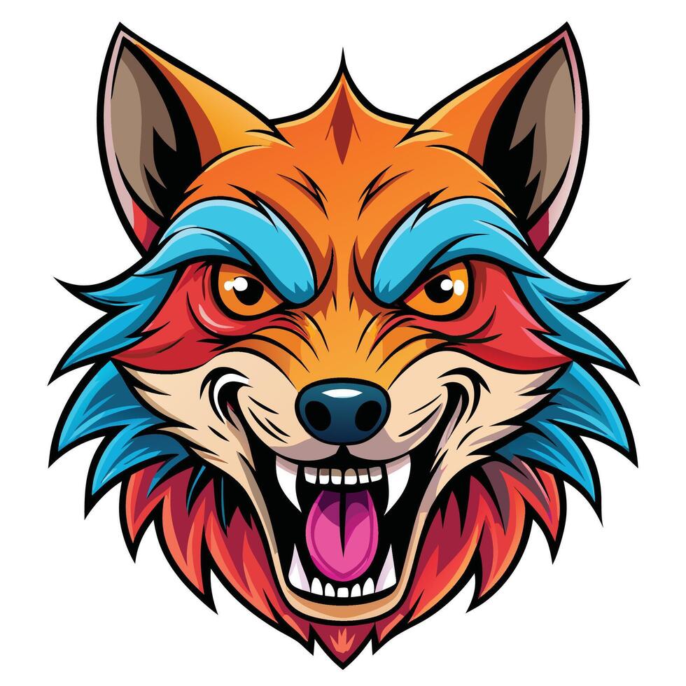 a cartoon fox head with its mouth open vector