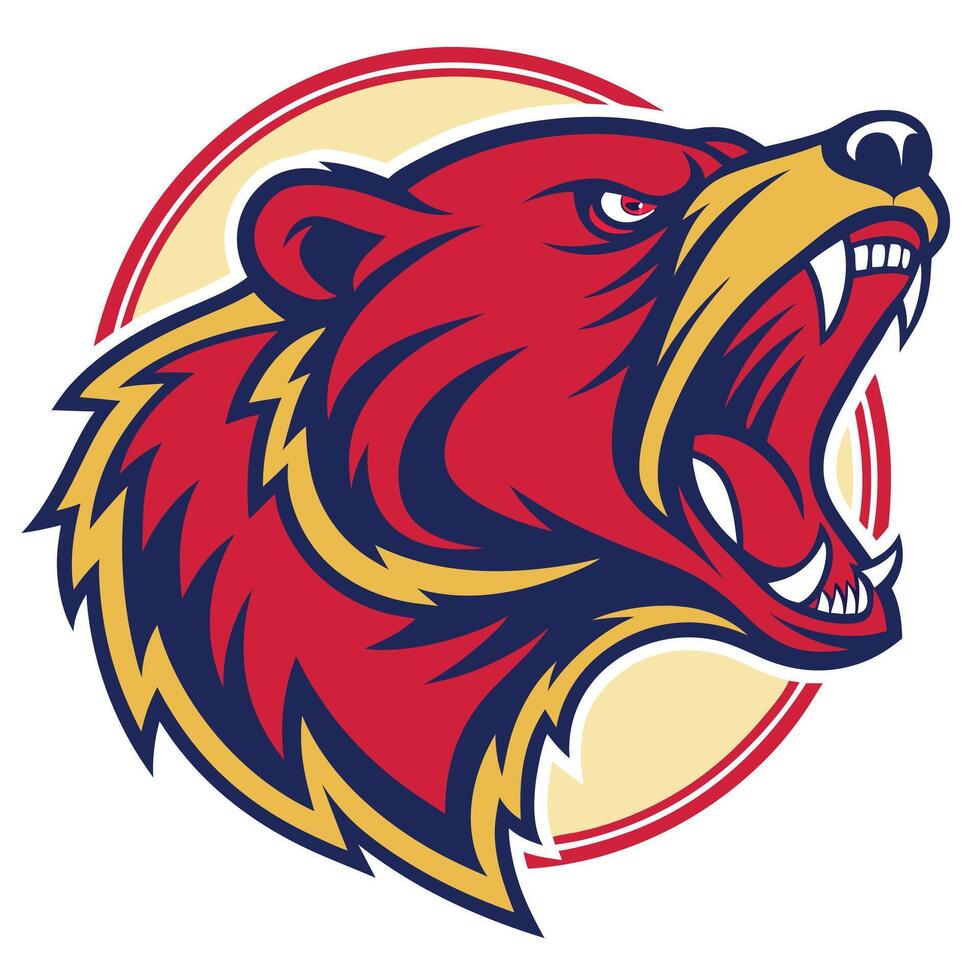 the head of a bear is shown in a circle vector
