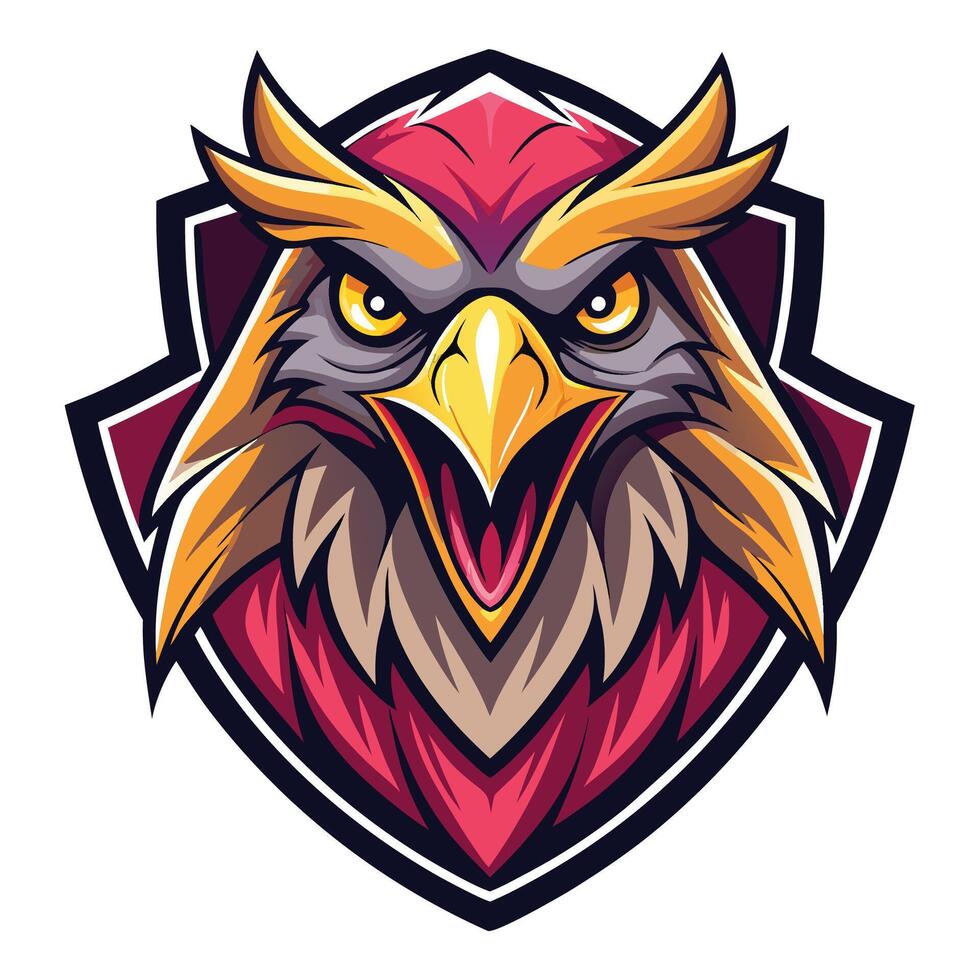 an eagle mascot head with a red and yellow beak vector