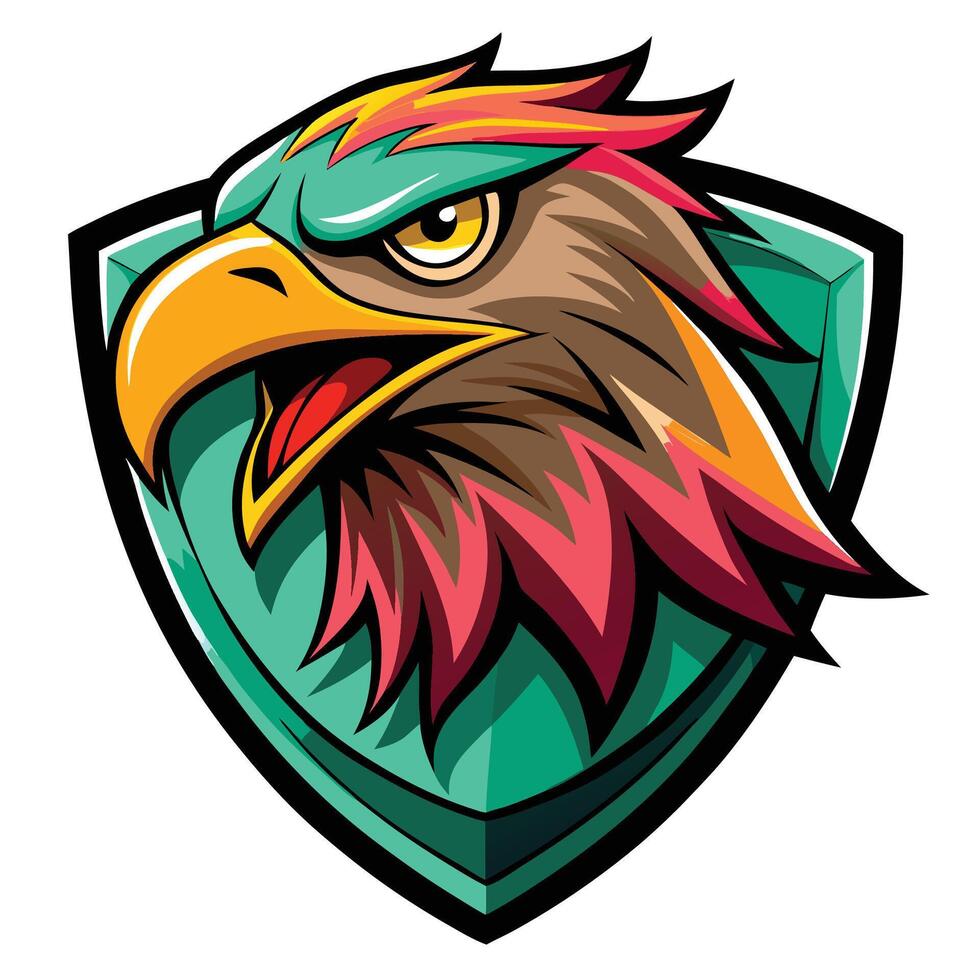 an eagle mascot head on a shield vector