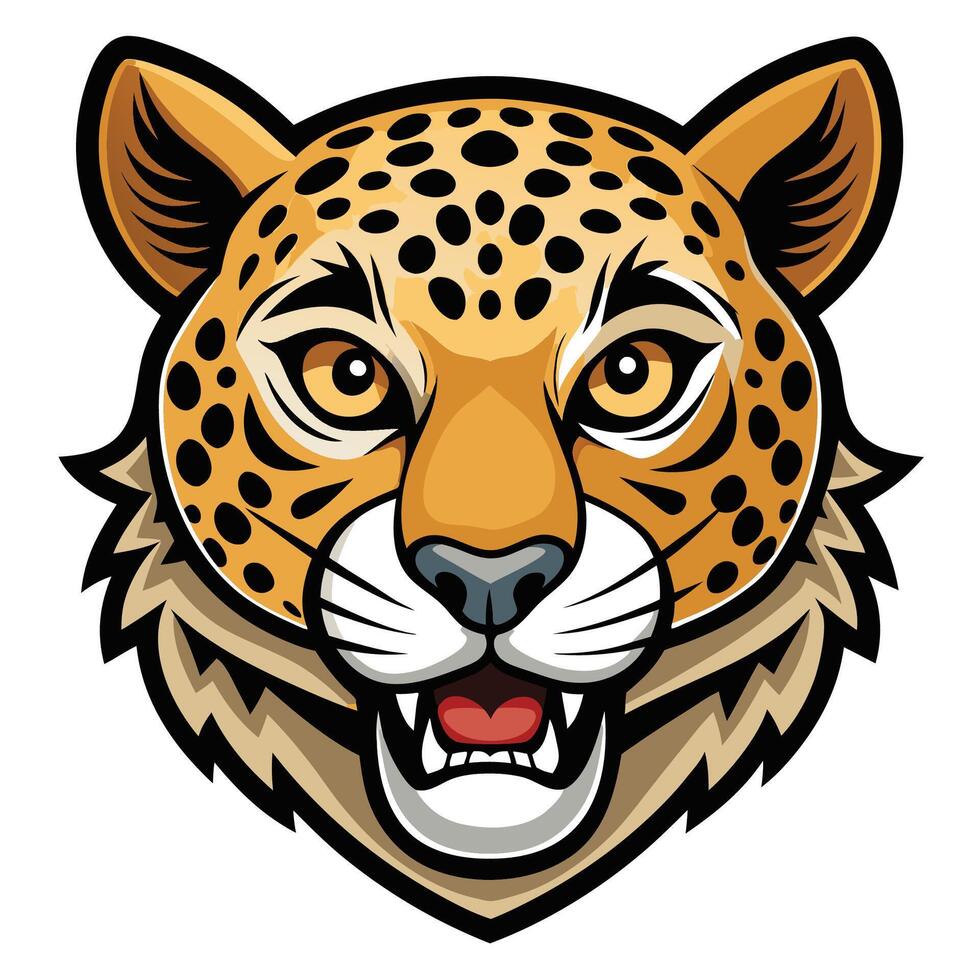 the jaguar head is shown in a cartoon style vector