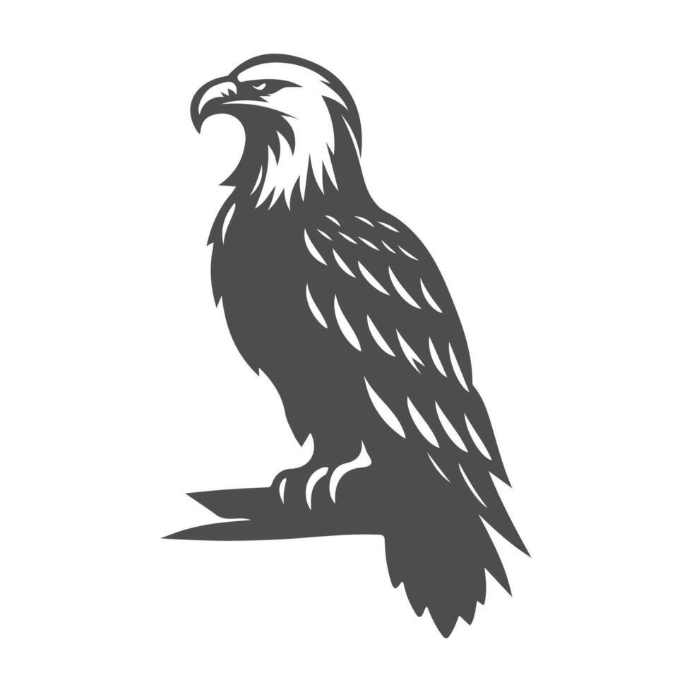 Bold eagle silhouette showcasing majestic wings and strength, perfect for wildlife and patriotic designs. vector