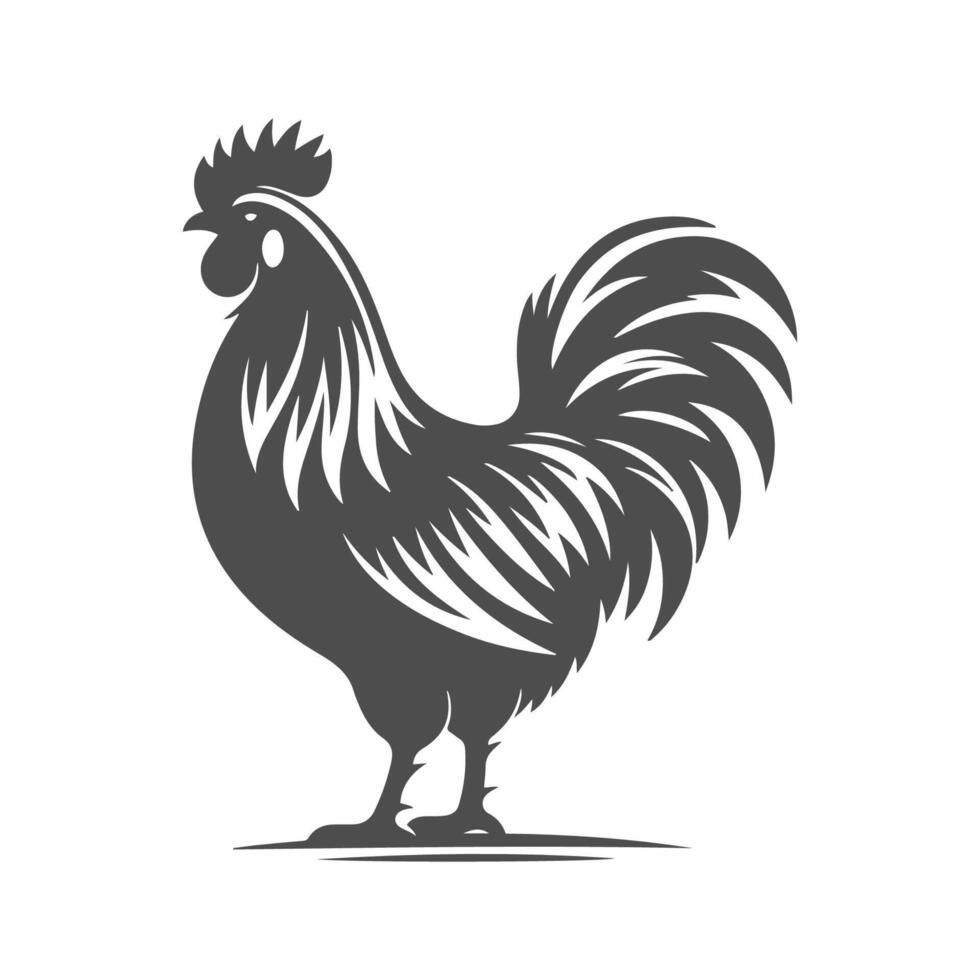 Elegant rooster silhouette ideal for country-style art and rustic creative projects. vector
