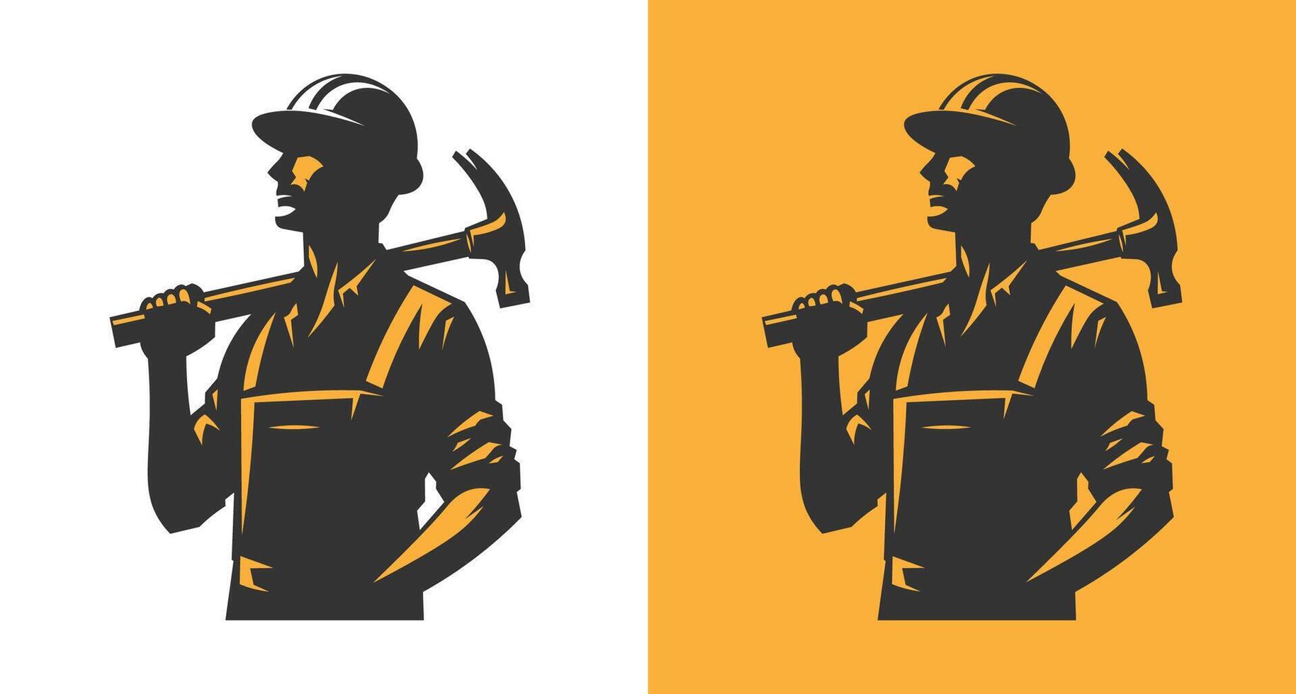 Striking labor man silhouette capturing the essence of hard work and craftsmanship for versatile creative use. vector