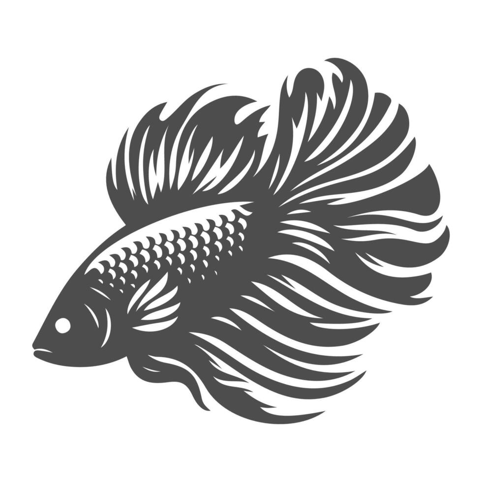 Graceful beta fish silhouette capturing the elegance of aquatic life for creative and marine-themed designs. vector