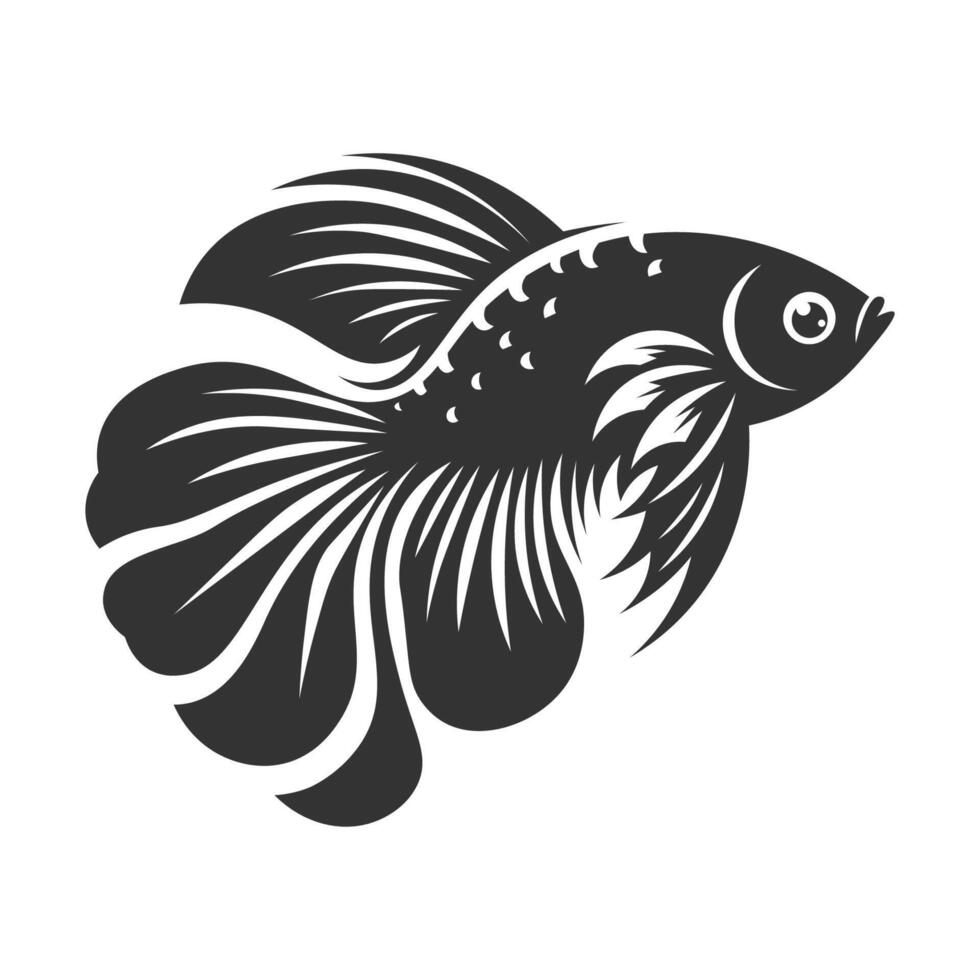 Stylish beta fish silhouette ideal for aquarium themes, exotic aquatic art, and decorative illustrations. vector