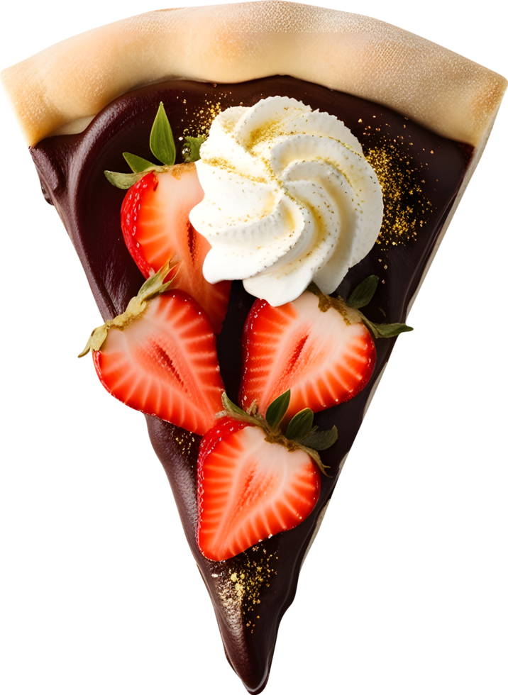 Dessert Pizza Slice with Chocolate and Fruit png