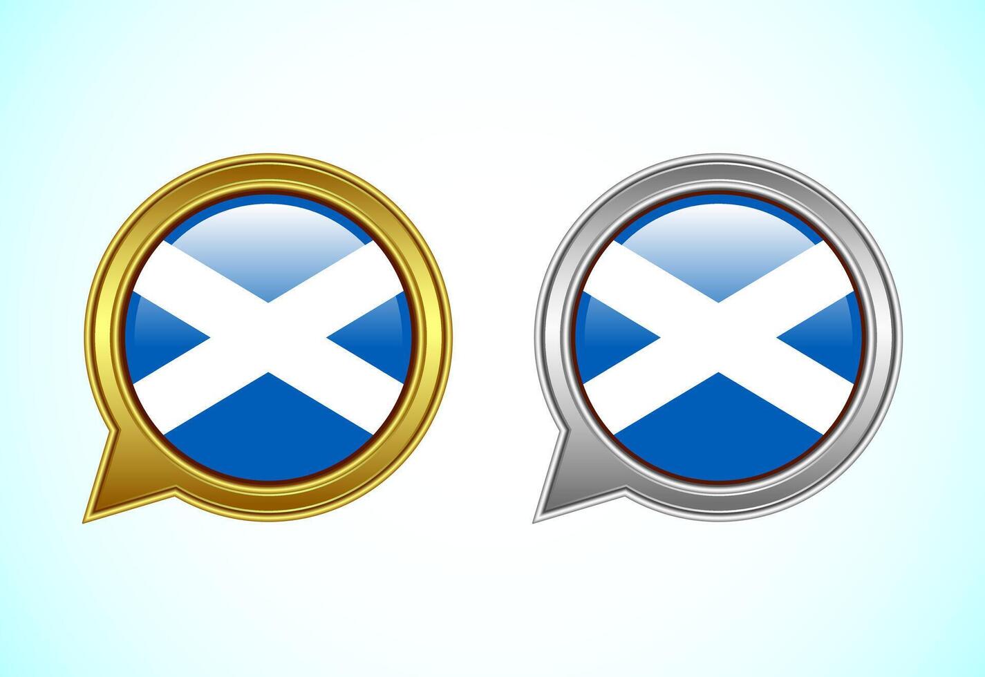Scotland flag speech bubble. Speaking flag icon in gold and silver color vector