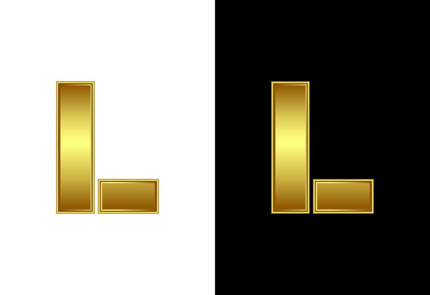 Initial alphabet L in gold color. Graphic alphabet symbol for corporate business identity vector