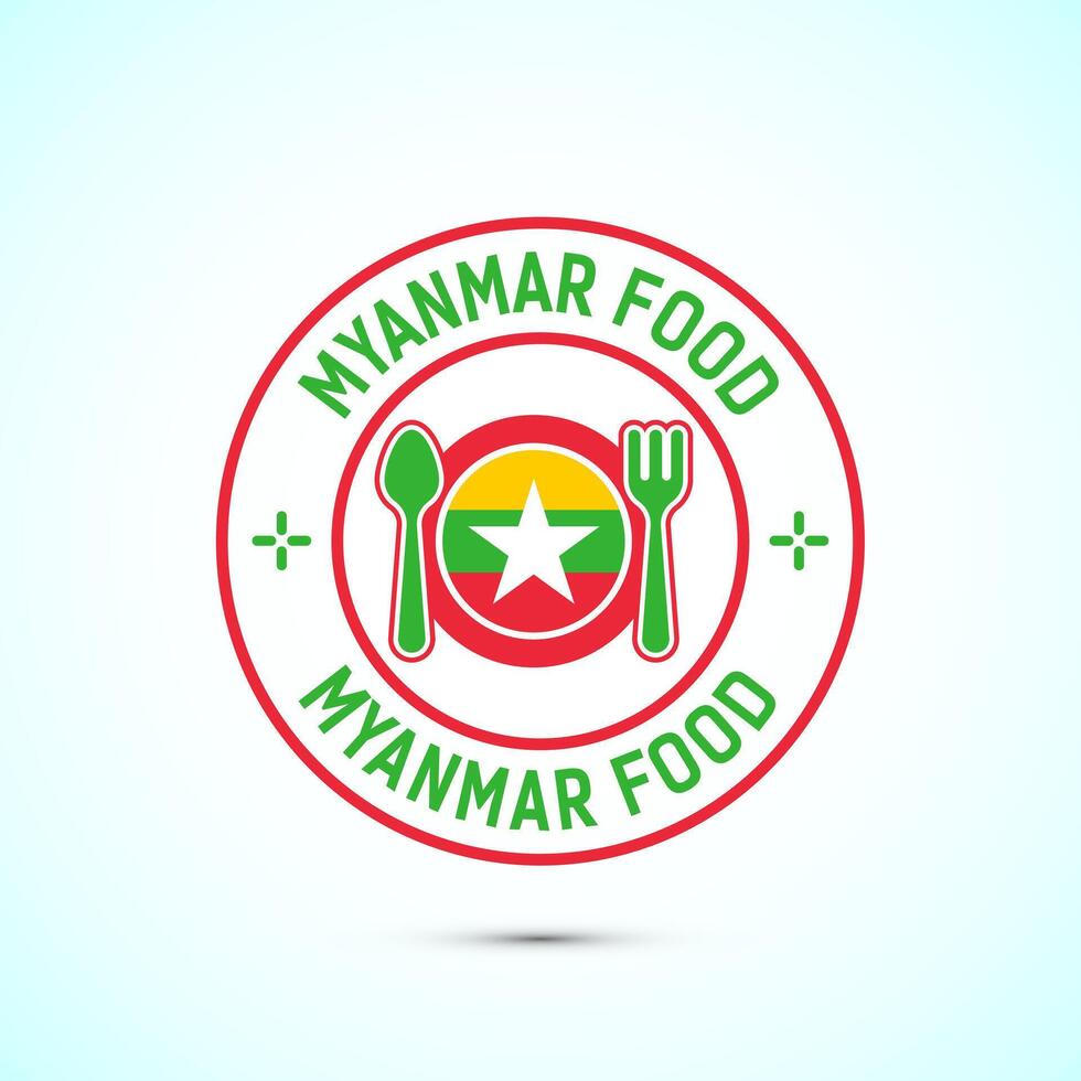 Myanmar food icon badge with flag, suitable for restaurant business vector