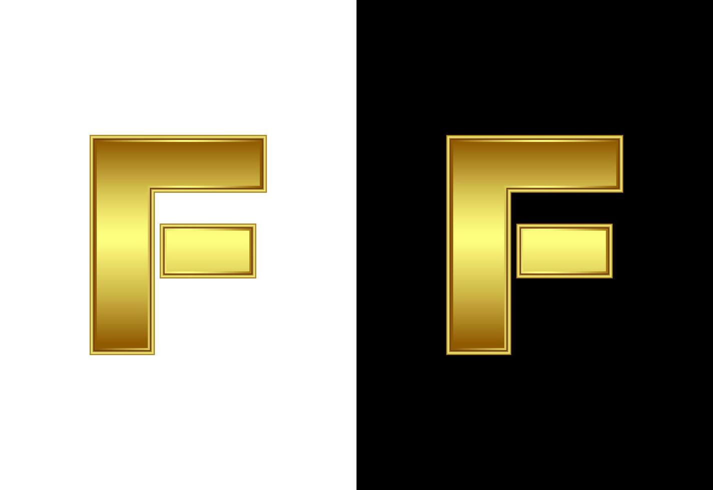 Initial alphabet F in gold color. Graphic alphabet symbol for corporate business identity vector