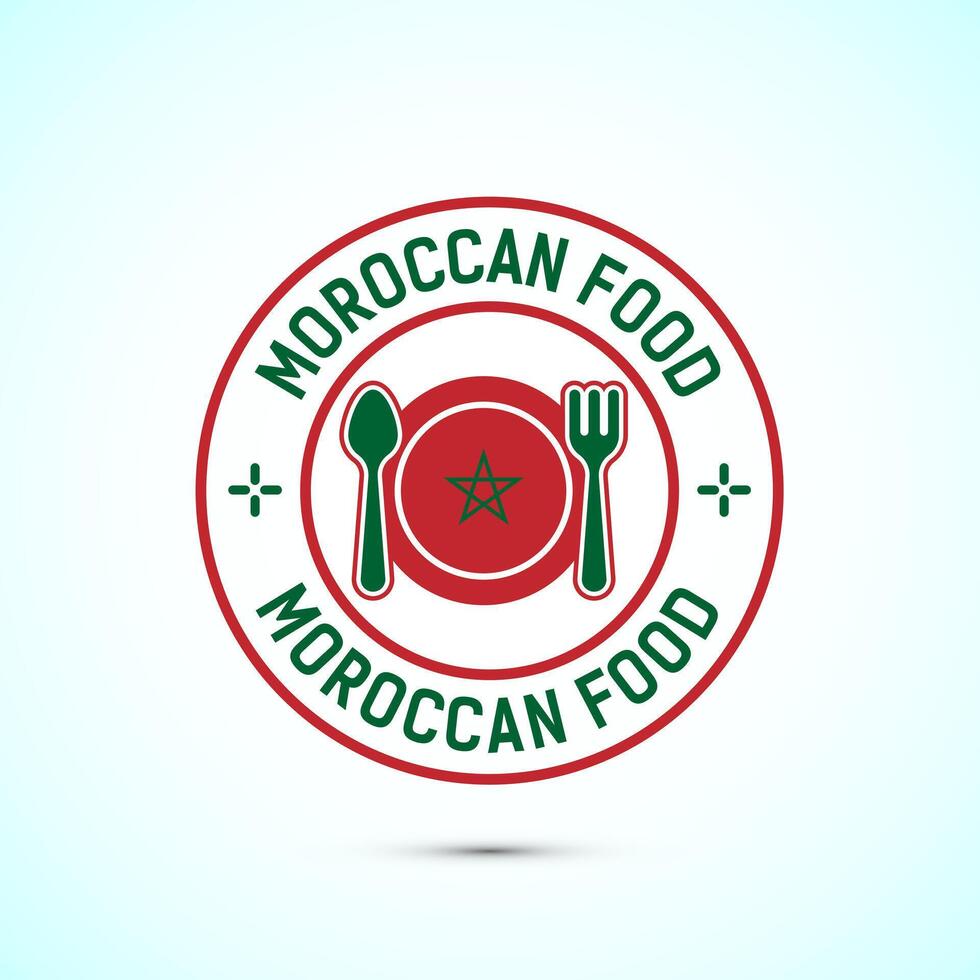 Moroccan food icon badge with flag, suitable for restaurant business vector
