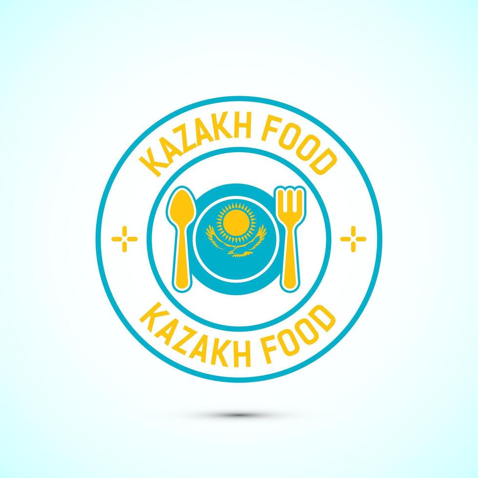 Kazakh food icon badge with flag, suitable for restaurant business vector