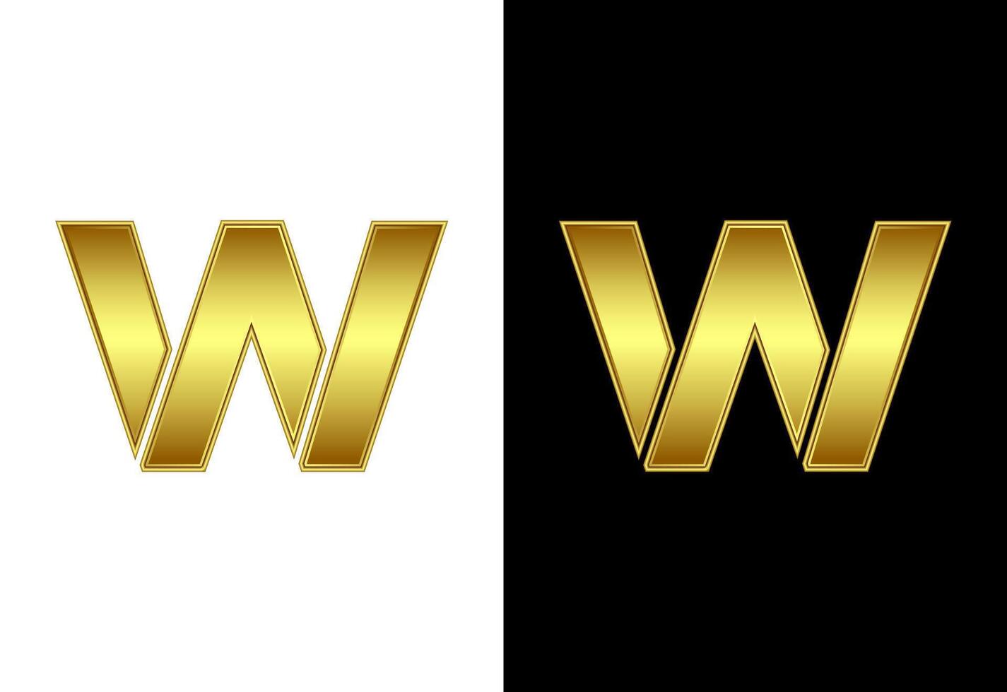 Initial alphabet W in gold color. Graphic alphabet symbol for corporate business identity vector