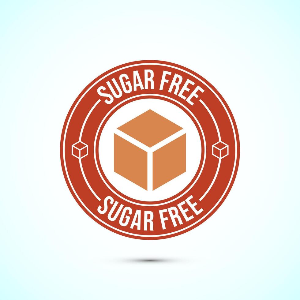 Sugar free icon badge label or sticker, No sugar symbol vector