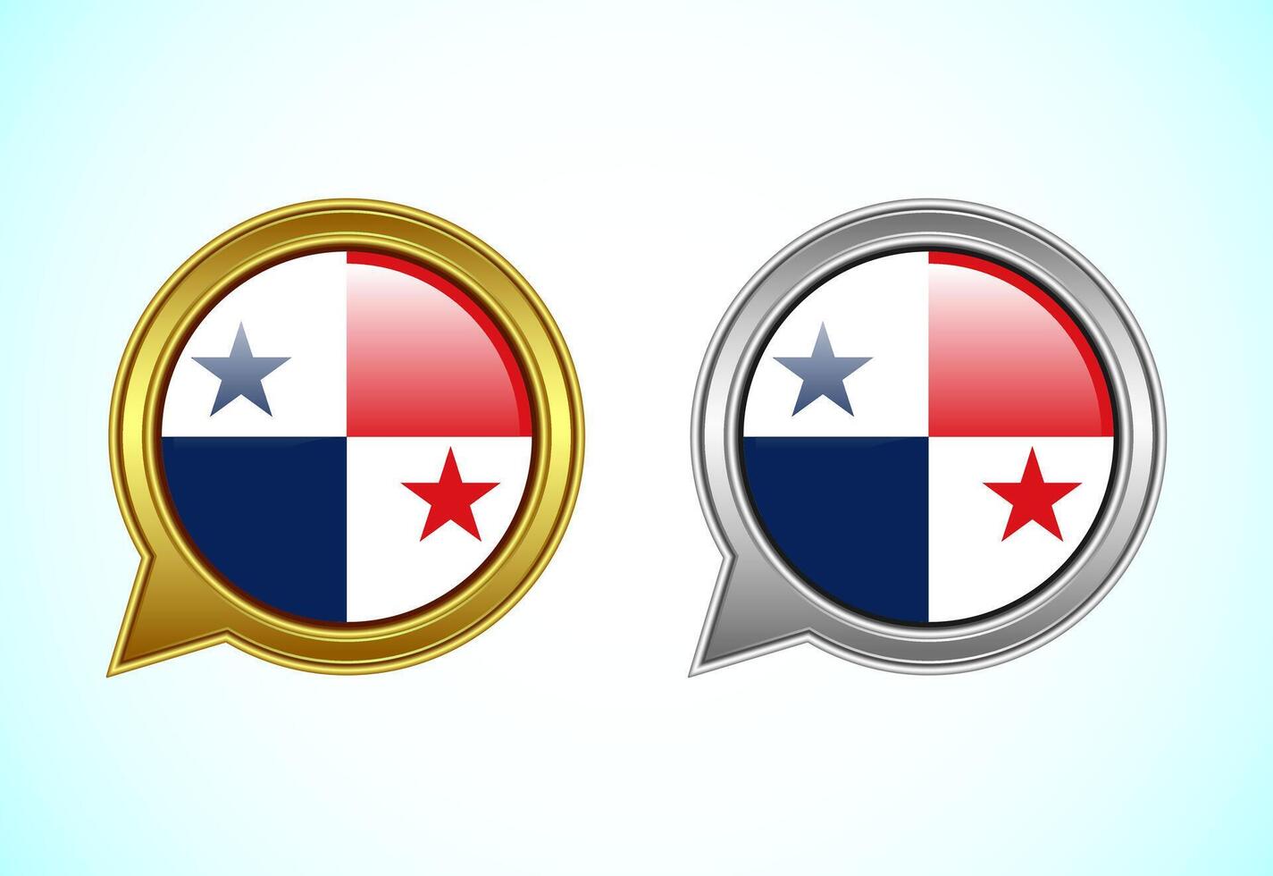 Panama flag speech bubble. Speaking flag icon in gold and silver color vector