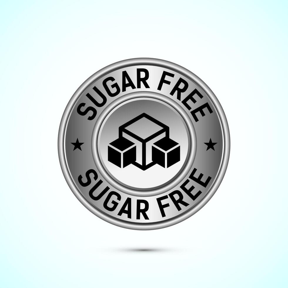 Sugar free icon silver color badge vector