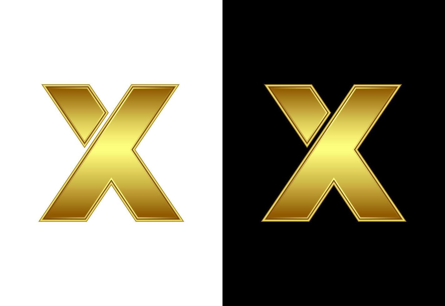 Initial alphabet X in gold color. Graphic alphabet symbol for corporate business identity vector