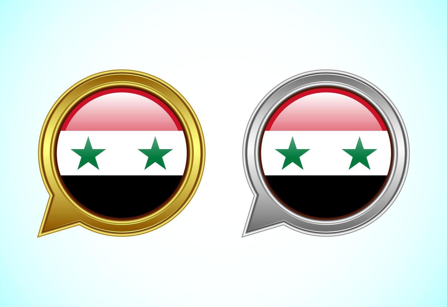 Syria flag speech bubble. Speaking flag icon in gold and silver color vector