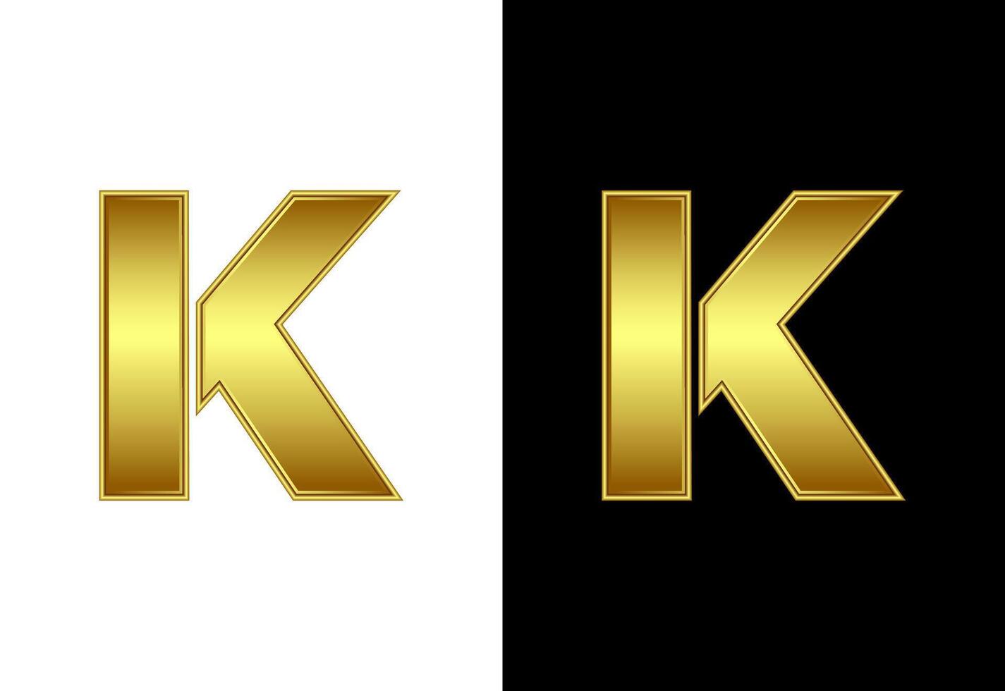 Initial alphabet K in gold color. Graphic alphabet symbol for corporate business identity vector