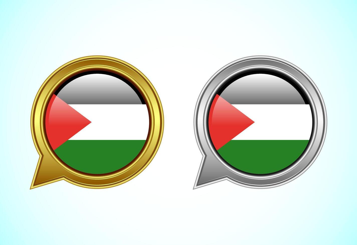 Palestine flag speech bubble. Speaking flag icon in gold and silver color vector