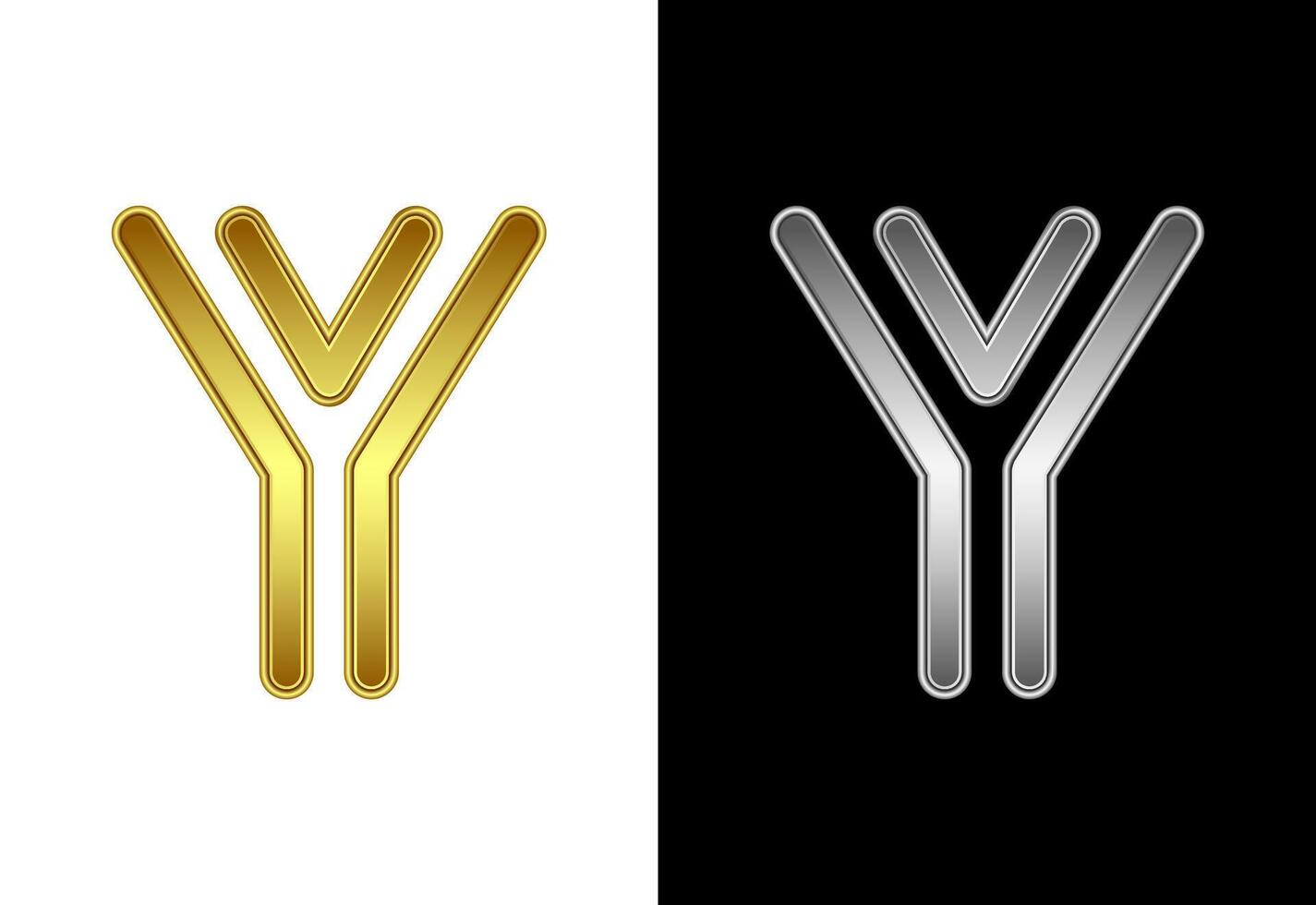 Initial alphabet Y in gold and silver color. Graphic alphabet symbol for corporate business identity vector
