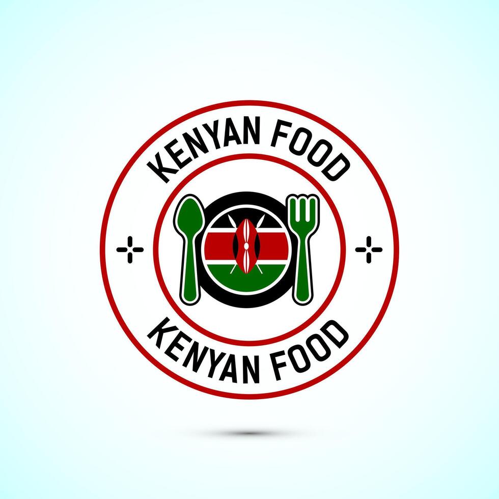 Kenyan food icon badge with flag, suitable for restaurant business vector