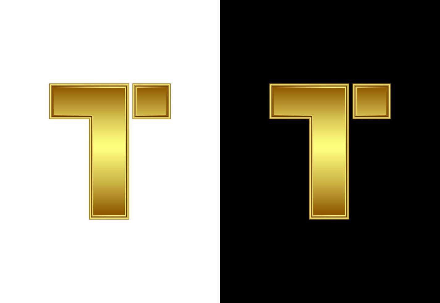 Initial alphabet T in gold color. Graphic alphabet symbol for corporate business identity vector