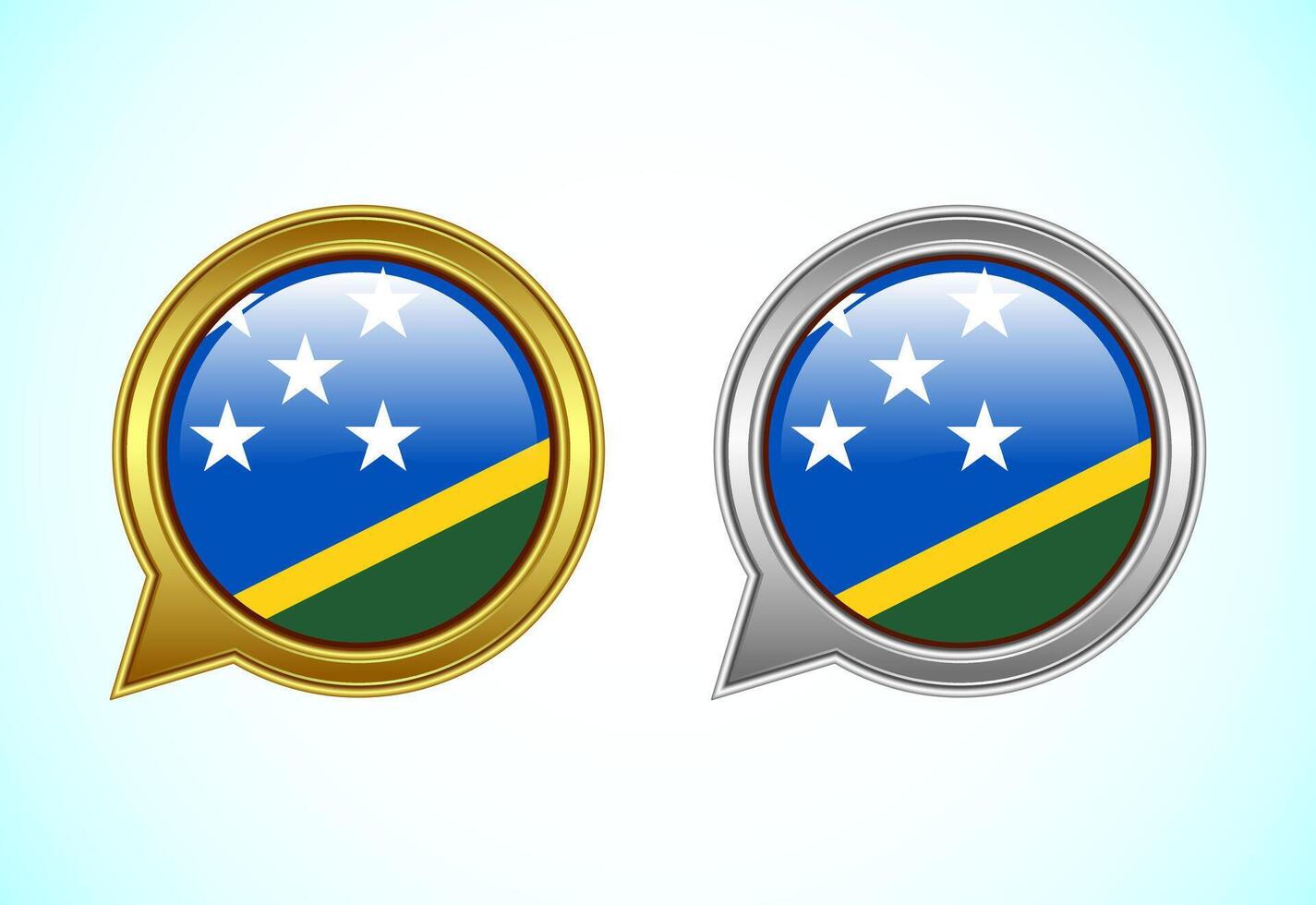 Solomon Island flag speech bubble. Speaking flag icon in gold and silver color vector