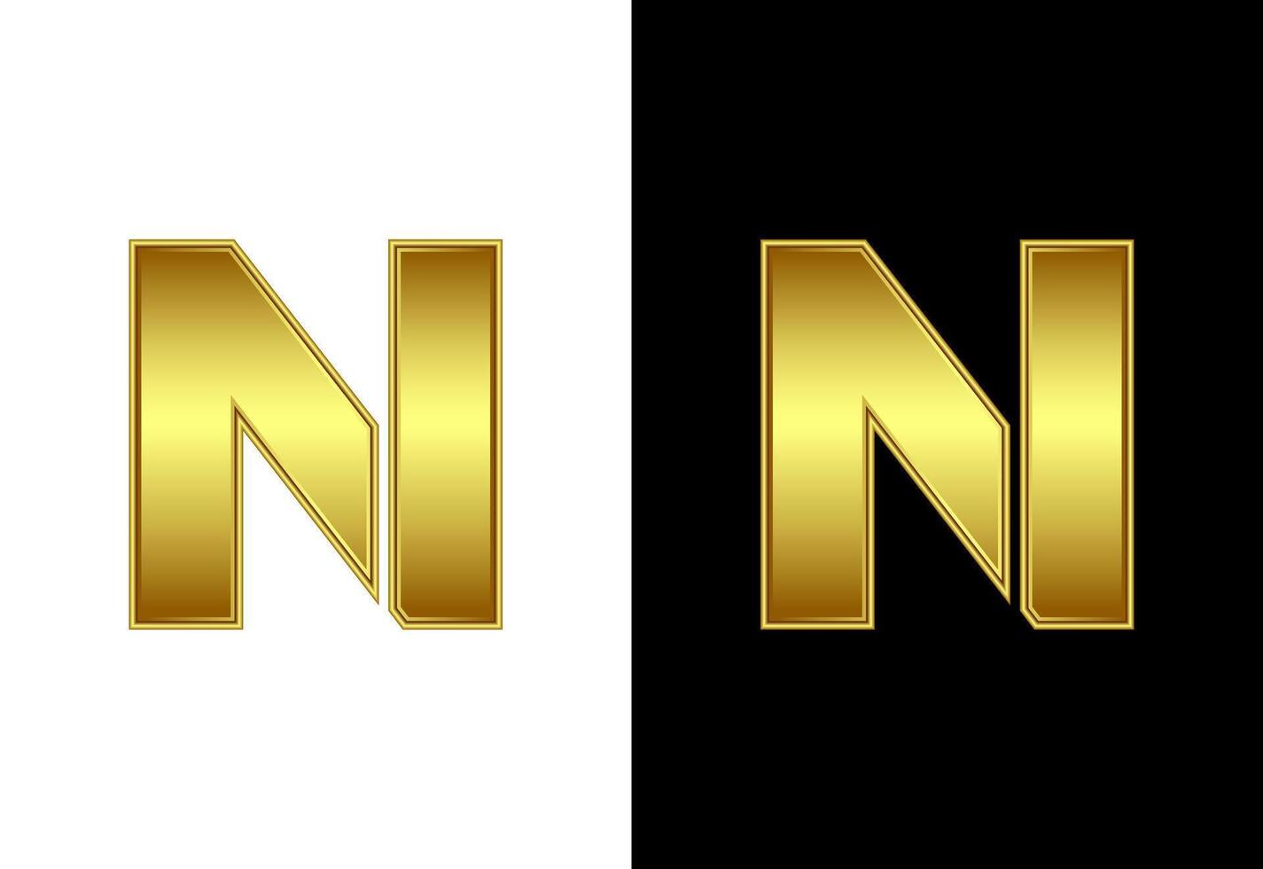 Initial alphabet N in gold color. Graphic alphabet symbol for corporate business identity vector