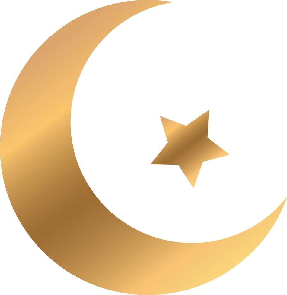 Golden month and star isolated on transparent background. vector