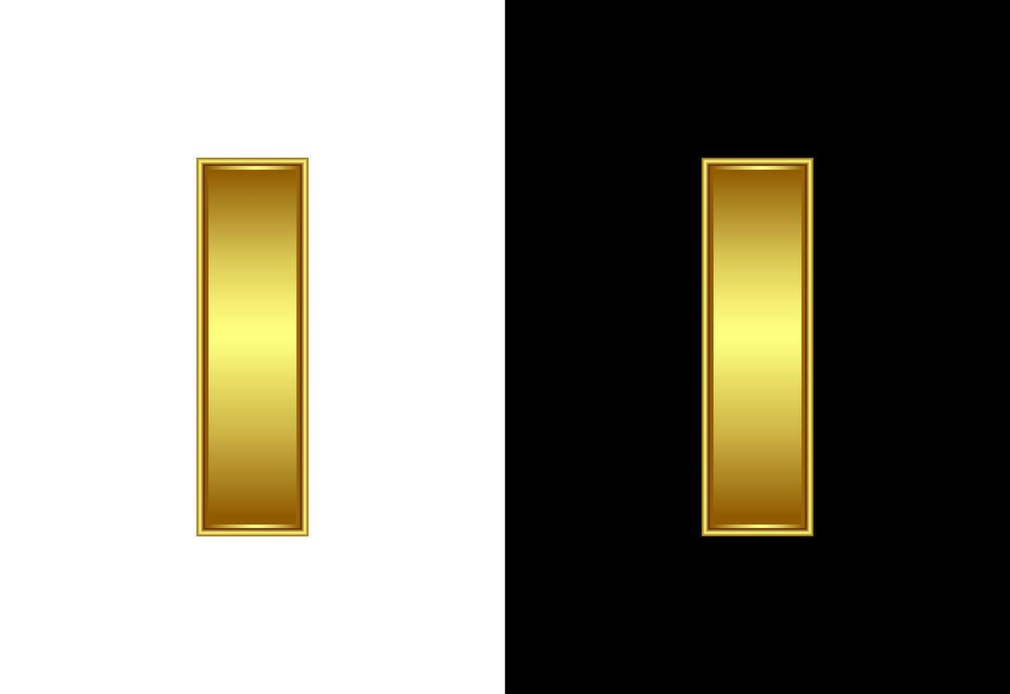 Initial alphabet I in gold color. Graphic alphabet symbol for corporate business identity vector