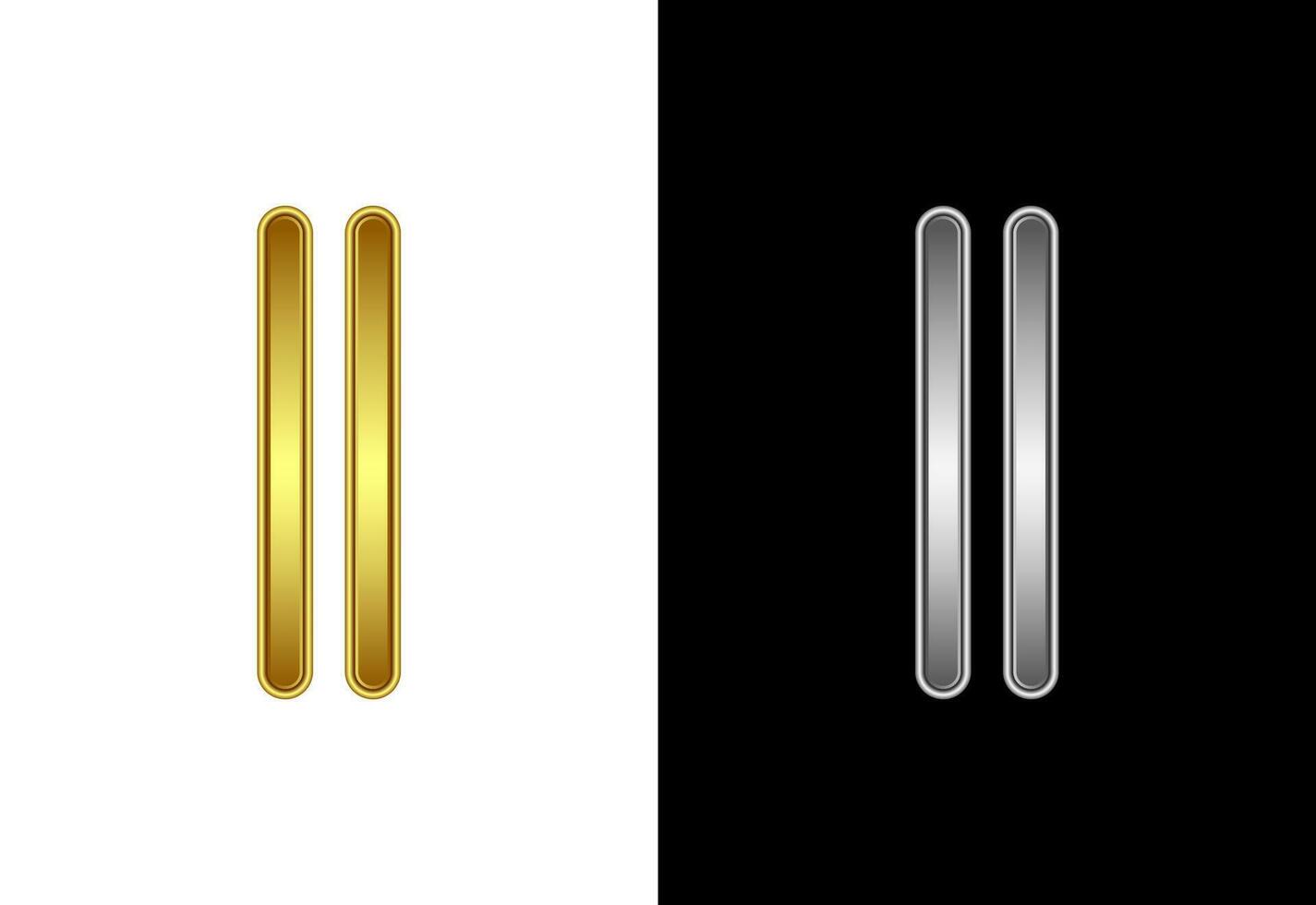Initial alphabet I in gold and silver color. Graphic alphabet symbol for corporate business identity vector