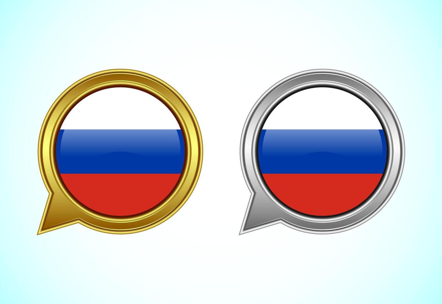 Russia flag speech bubble. Speaking flag icon in gold and silver color vector