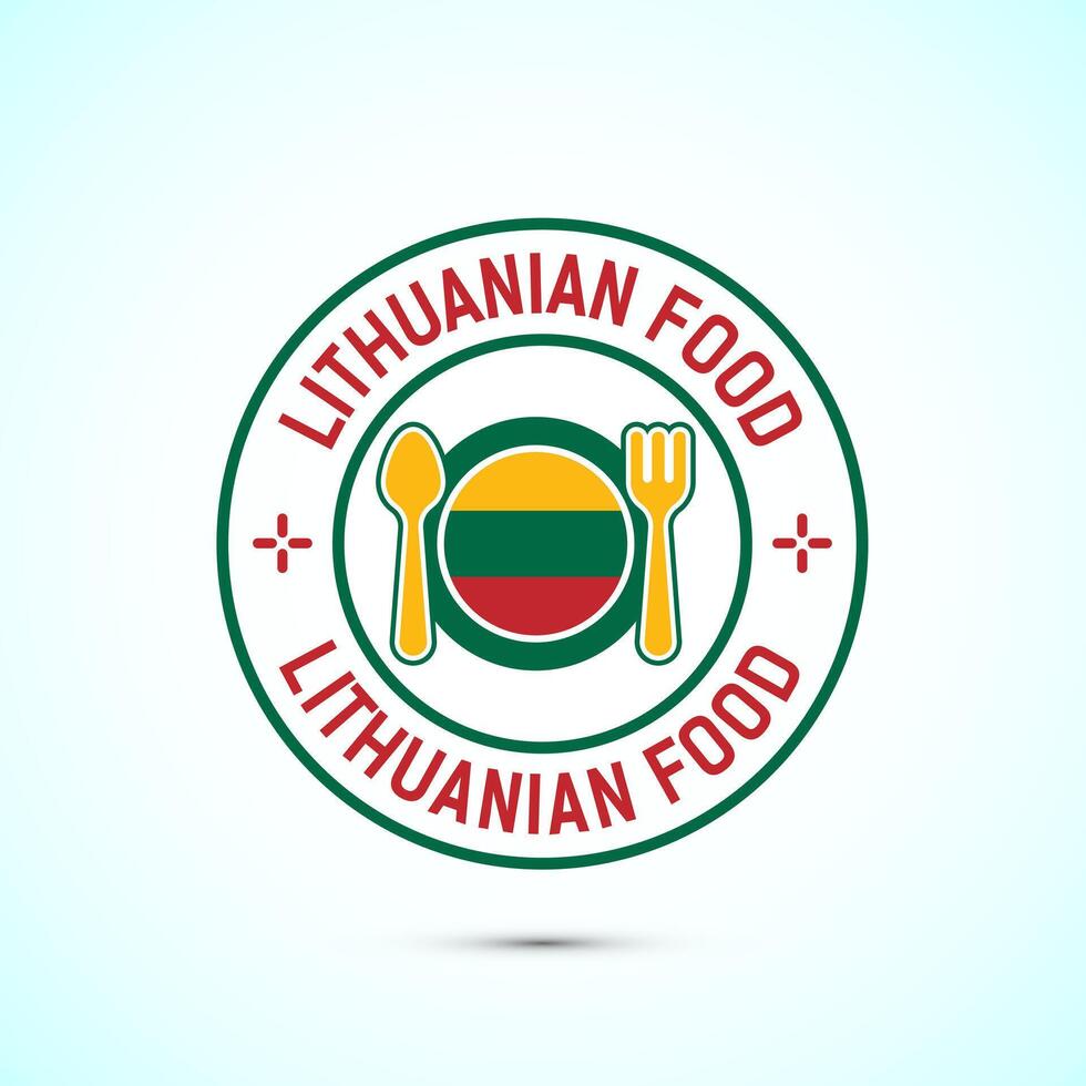 Lithuanian food icon badge with flag, suitable for restaurant business vector