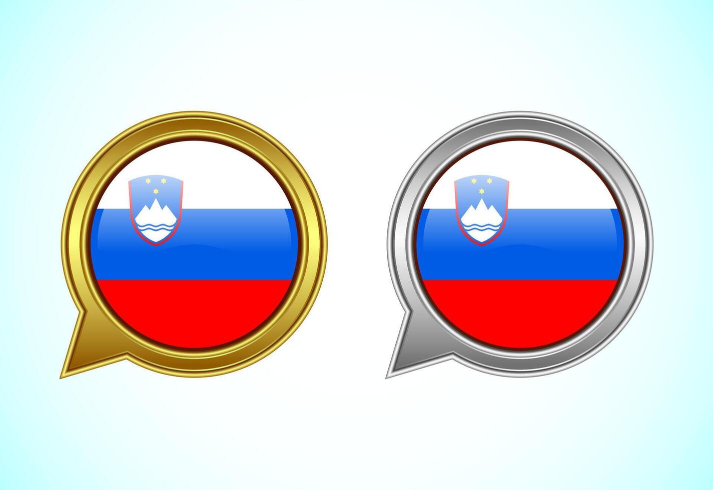 Slovenia flag speech bubble. Speaking flag icon in gold and silver color vector