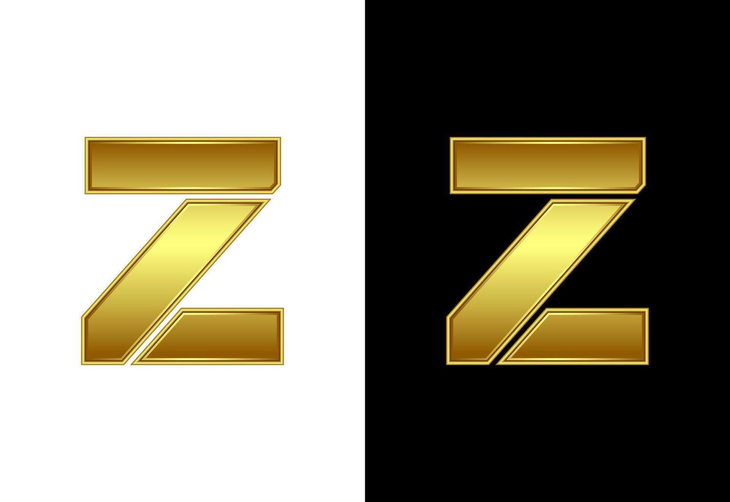 Initial alphabet Z in gold color. Graphic alphabet symbol for corporate business identity vector