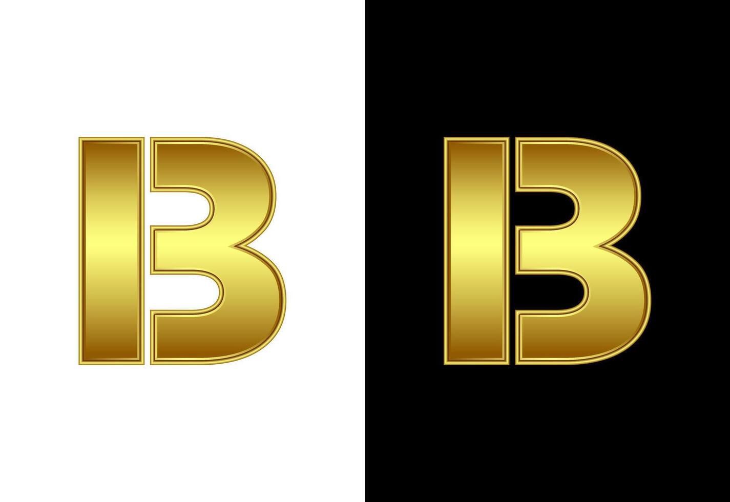 Initial alphabet B in gold color. Graphic alphabet symbol for corporate business identity vector