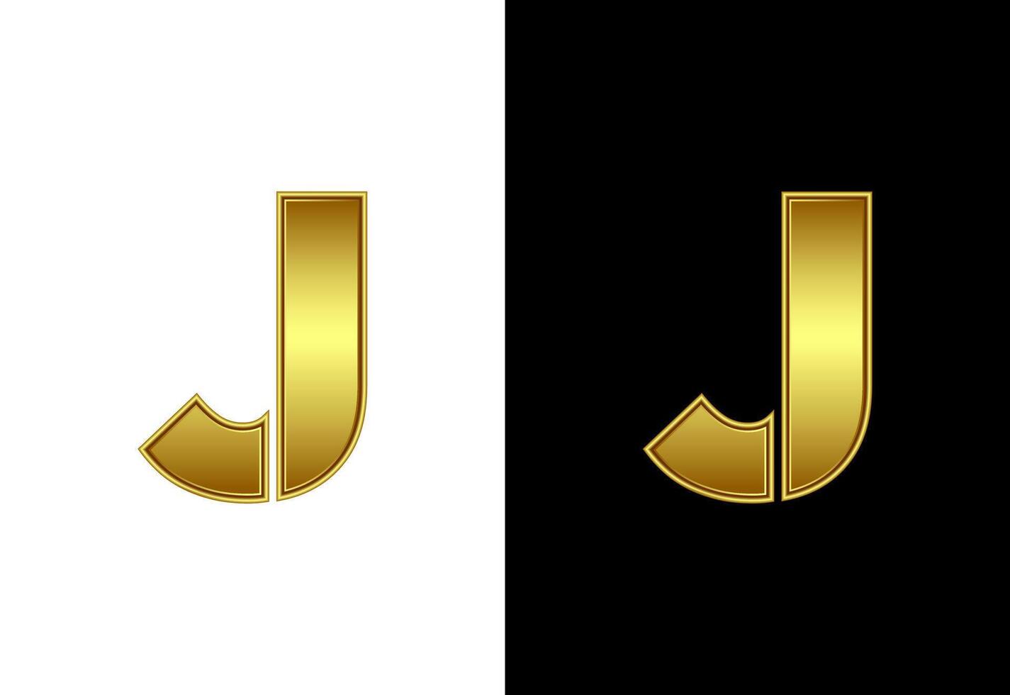 Initial alphabet J in gold color. Graphic alphabet symbol for corporate business identity vector