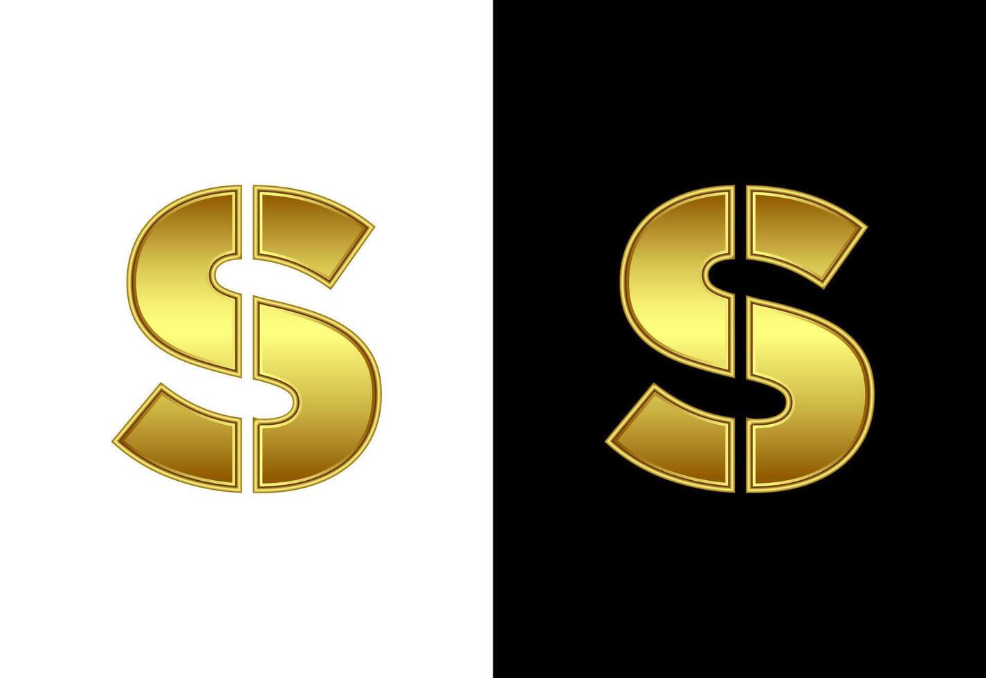 Initial alphabet S in gold color. Graphic alphabet symbol for corporate business identity vector