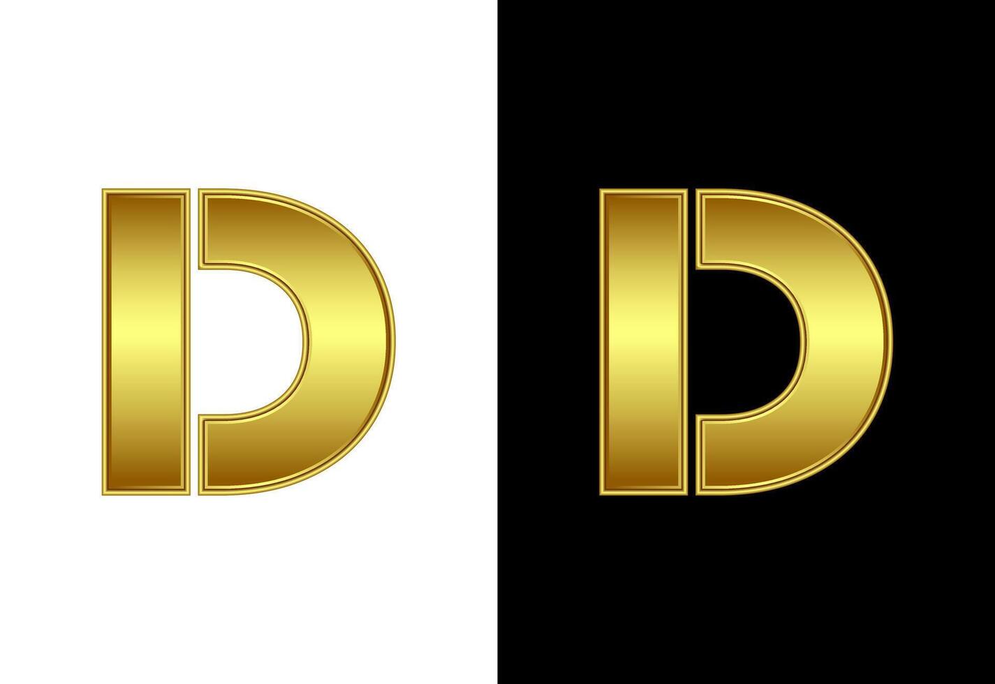 Initial alphabet D in gold color. Graphic alphabet symbol for corporate business identity vector