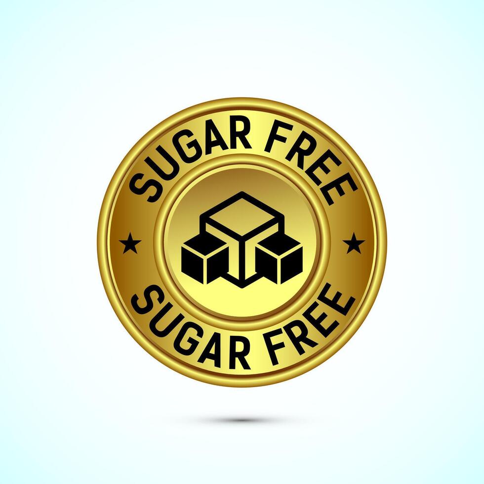 Sugar free icon gold color badge design vector