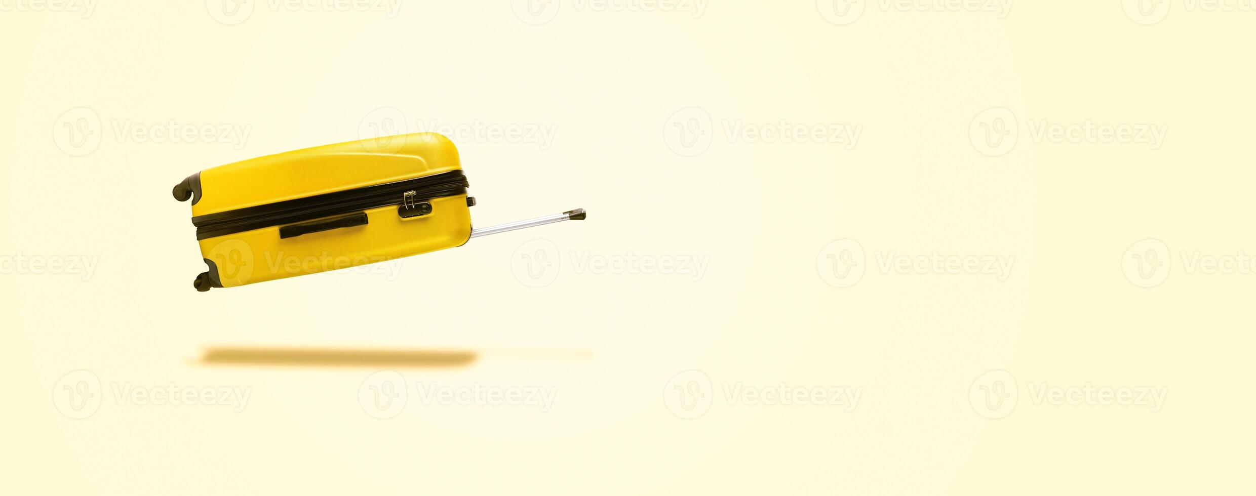 levitating suitcase panoramic mockup photo