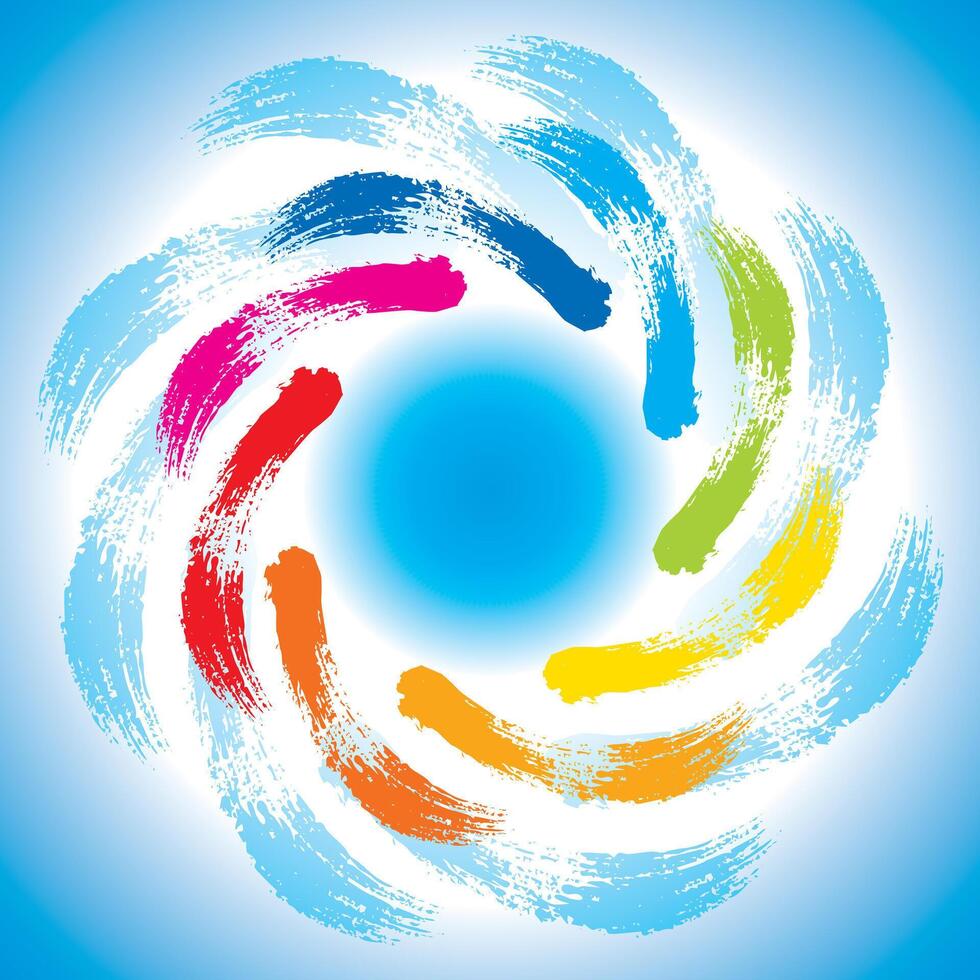 Vibrant Rainbow Brushstroke Circle vector