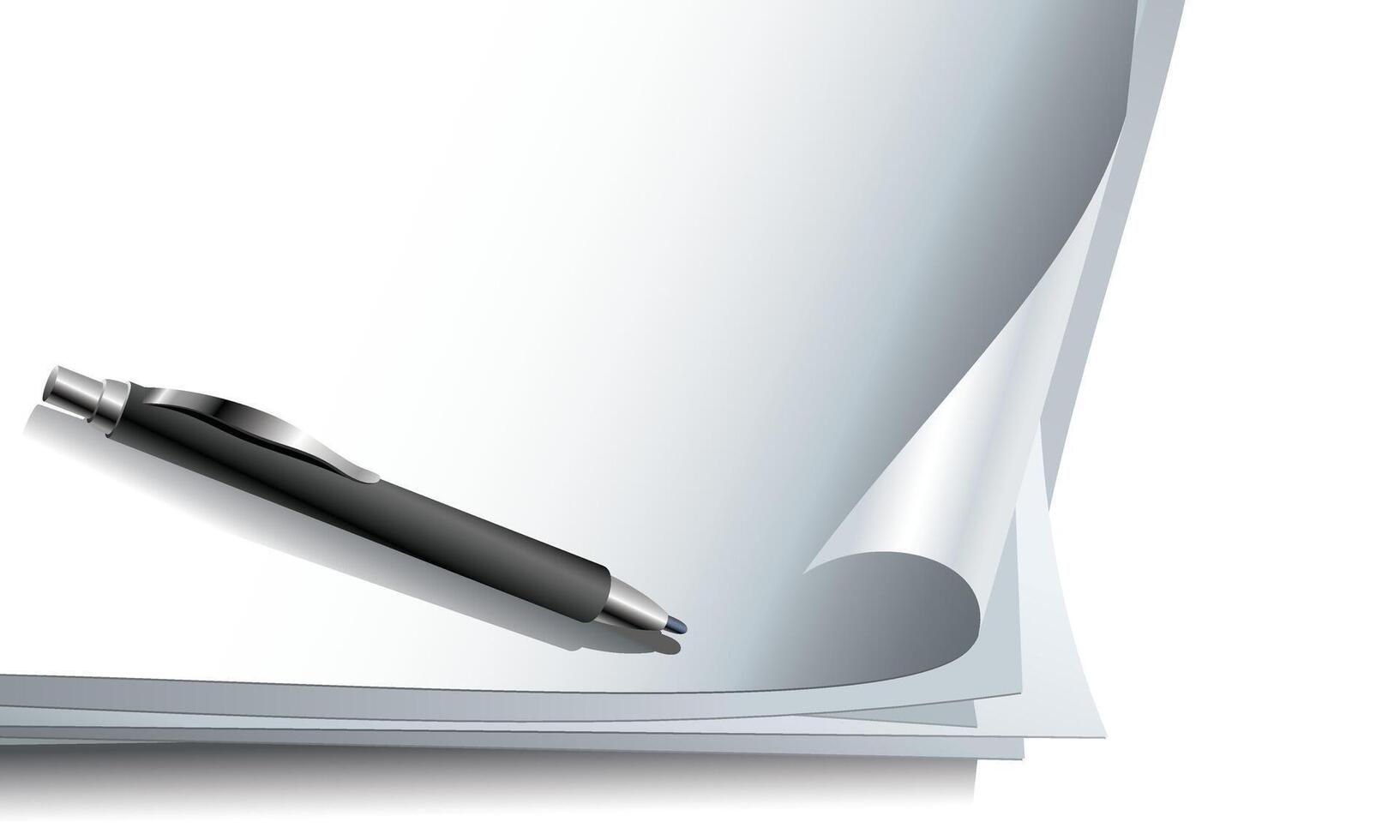 Elegant Black Pen on Stack of Blank Papers vector