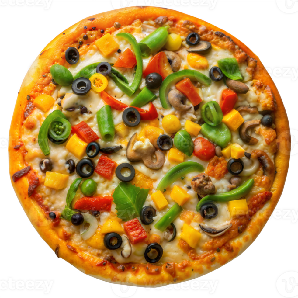A pizza with vegetables on it png